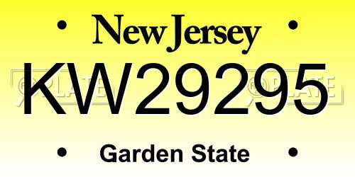 KW29295 New Jersey License Plate