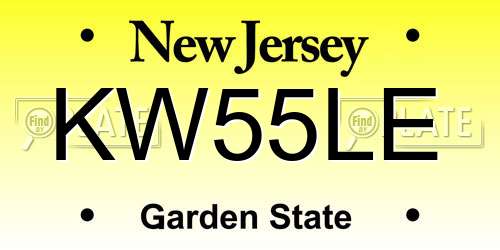 KW55LE New Jersey License Plate