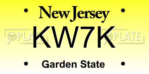 KW7K New Jersey License Plate