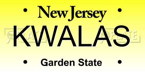 KWALAS New Jersey License Plate