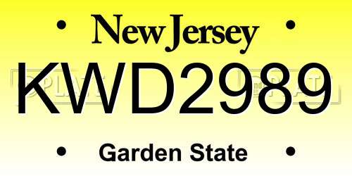KWD2989 New Jersey License Plate