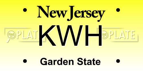 KWH New Jersey License Plate