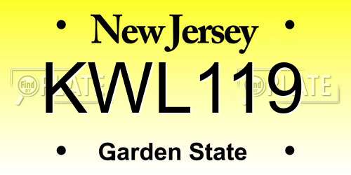KWL119 New Jersey License Plate