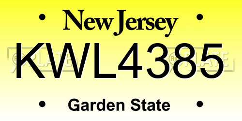 KWL4385 New Jersey License Plate