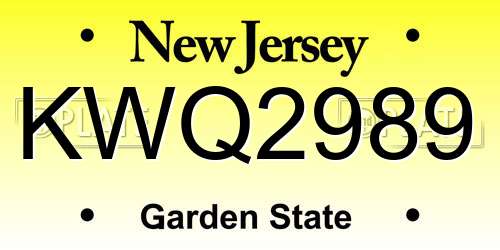 KWQ2989 New Jersey License Plate
