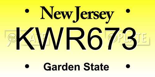 KWR673 New Jersey License Plate