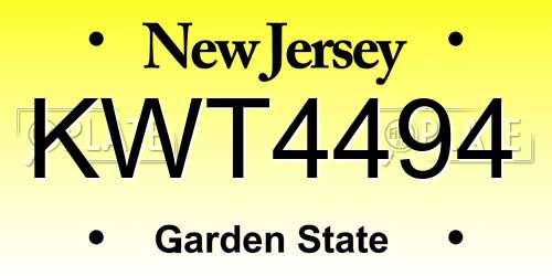 KWT4494 New Jersey License Plate