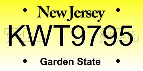 KWT9795 New Jersey License Plate