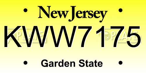 KWW7175 New Jersey License Plate