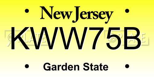 KWW75B New Jersey License Plate