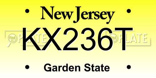 KX236T New Jersey License Plate
