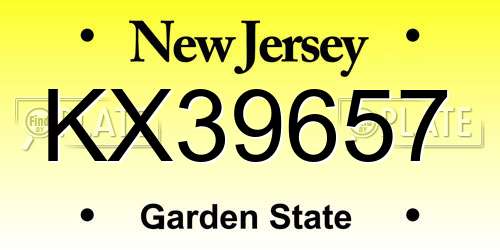 KX39657 New Jersey License Plate