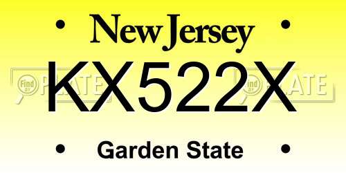 KX522X New Jersey License Plate