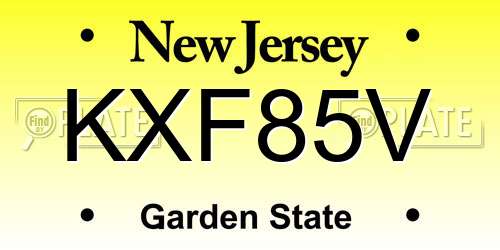 KXF85V New Jersey License Plate