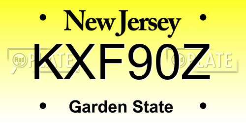 KXF90Z New Jersey License Plate