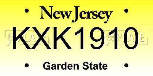 KXK1910 New Jersey License Plate