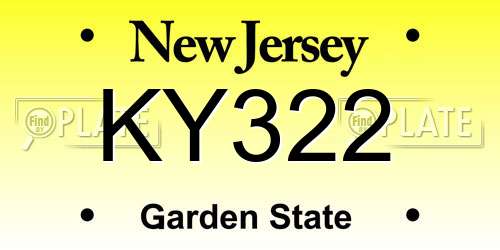 KY322 New Jersey License Plate