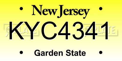 KYC4341 New Jersey License Plate