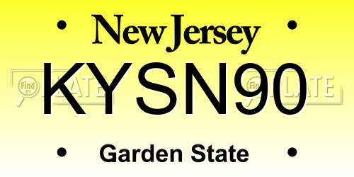 KYSN90 New Jersey License Plate