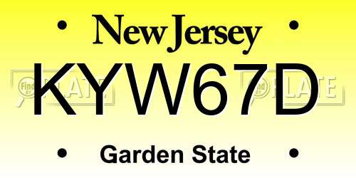 KYW67D New Jersey License Plate