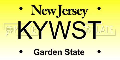 KYWST New Jersey License Plate