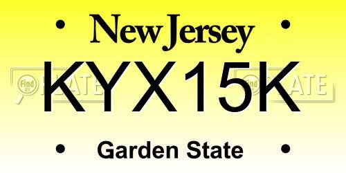 KYX15K New Jersey License Plate