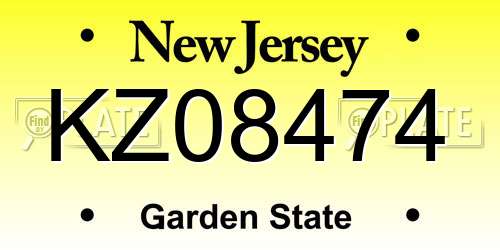 KZ08474 New Jersey License Plate