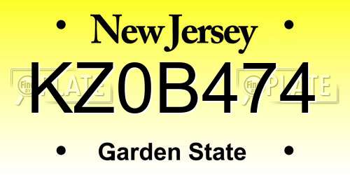 KZ0B474 New Jersey License Plate