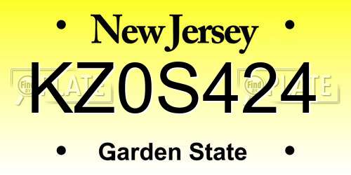 KZ0S424 New Jersey License Plate