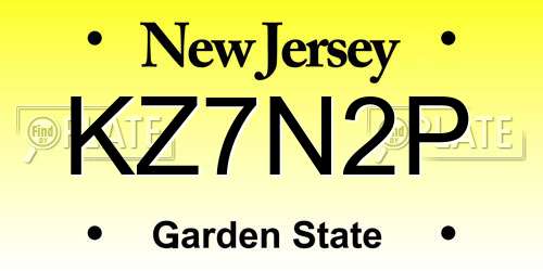 KZ7N2P New Jersey License Plate