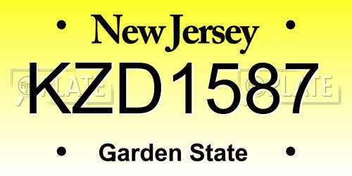 KZD1587 New Jersey License Plate