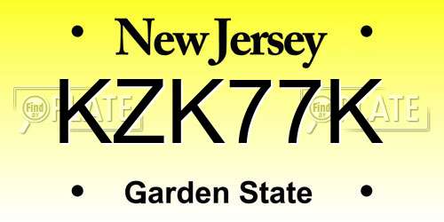 KZK77K New Jersey License Plate