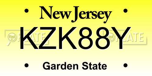 KZK88Y New Jersey License Plate