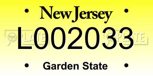 L002033 New Jersey License Plate