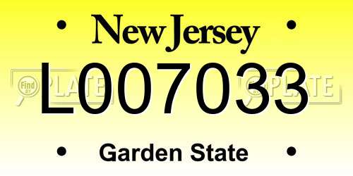 L007033 New Jersey License Plate
