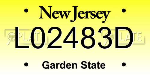 L02483D New Jersey License Plate