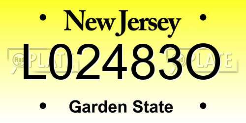 L02483O New Jersey License Plate