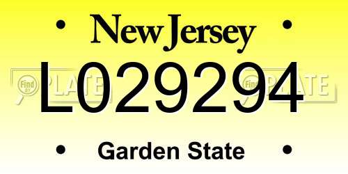 L029294 New Jersey License Plate