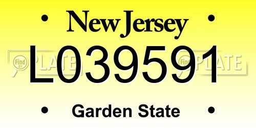 L039591 New Jersey License Plate