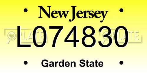 L074830 New Jersey License Plate