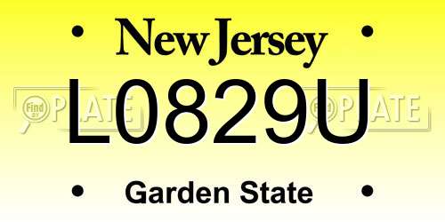 L0829U New Jersey License Plate