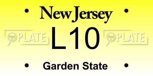 L10 New Jersey License Plate