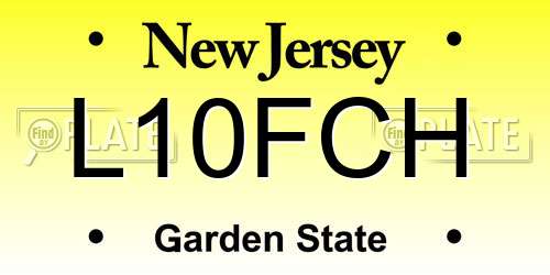 L10FCH New Jersey License Plate