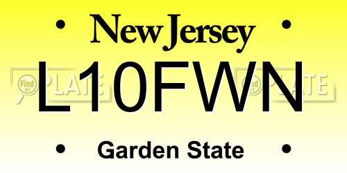 L10FWN New Jersey License Plate