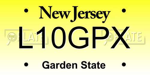 L10GPX New Jersey License Plate