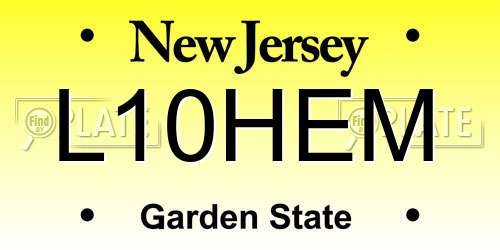 L10HEM New Jersey License Plate