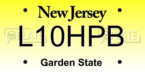 L10HPB New Jersey License Plate