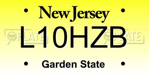 L10HZB New Jersey License Plate