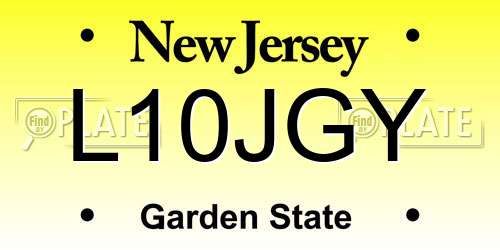 L10JGY New Jersey License Plate
