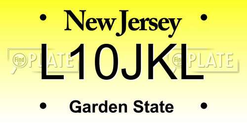 L10JKL New Jersey License Plate